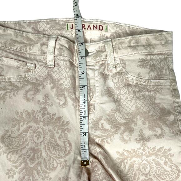 J Brand Capri Romantic Skinny Pants Cream Tan Damask Printed Stretch Women's 25 - Picture 6 of 11